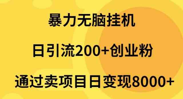 （9788期）暴力无脑挂机日引流200+创业粉通过卖项目日变现2000+-91项目网