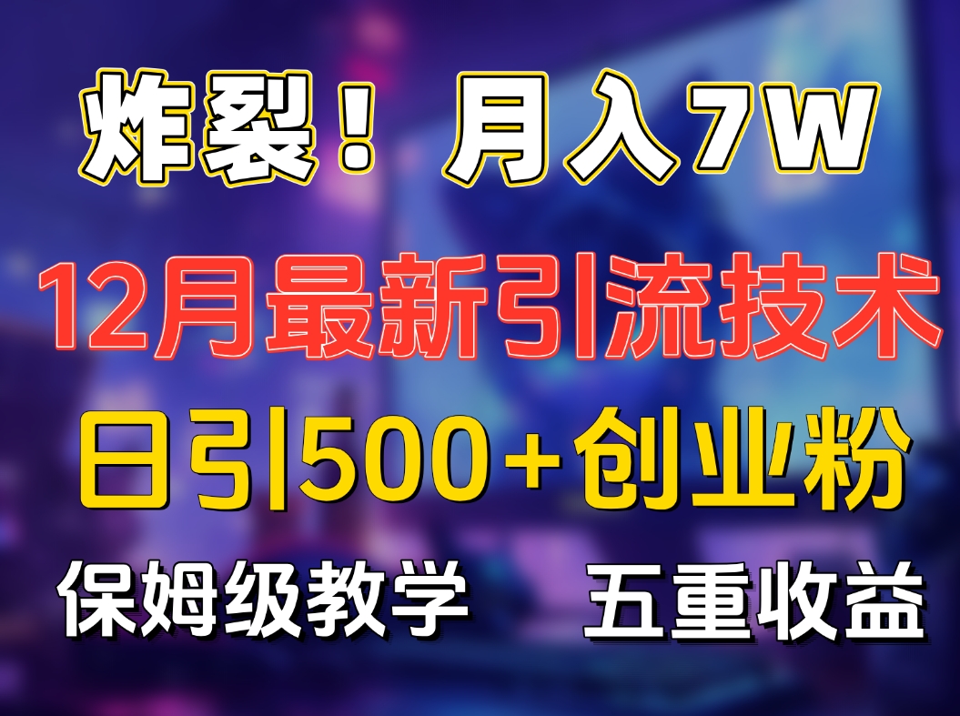 炸裂！月入7W+揭秘12月最新日引流500+精准创业粉，多重收益保姆级教学-91项目网