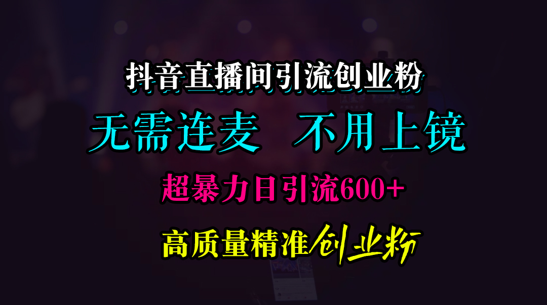 抖音直播间引流创业粉，无需连麦、无需上镜，超暴力日引流600+高质量精准创业粉-91项目网