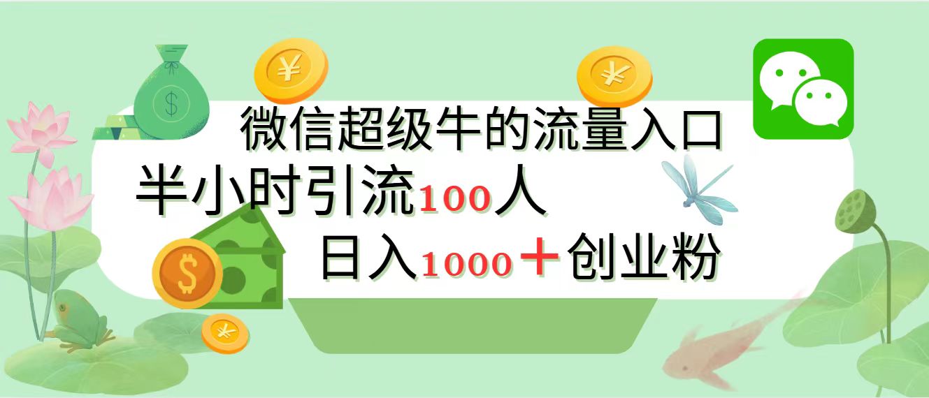 新的引流变现阵地，微信超级牛的流量入口，半小时引流100人，日入1000+创业粉-91项目网