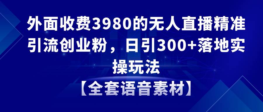无人直播精准引流创业粉，日引300+落地实操玩法【全套语音素材】-91项目网