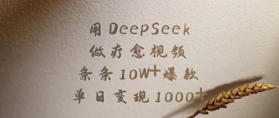 用DeepSeek做疗愈视频，条条10W+爆款，单日变现1000+-91项目网