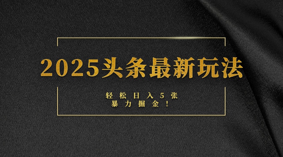 2025头条最新玩法，轻松日入5张，熟练后可日入3000+-91项目网