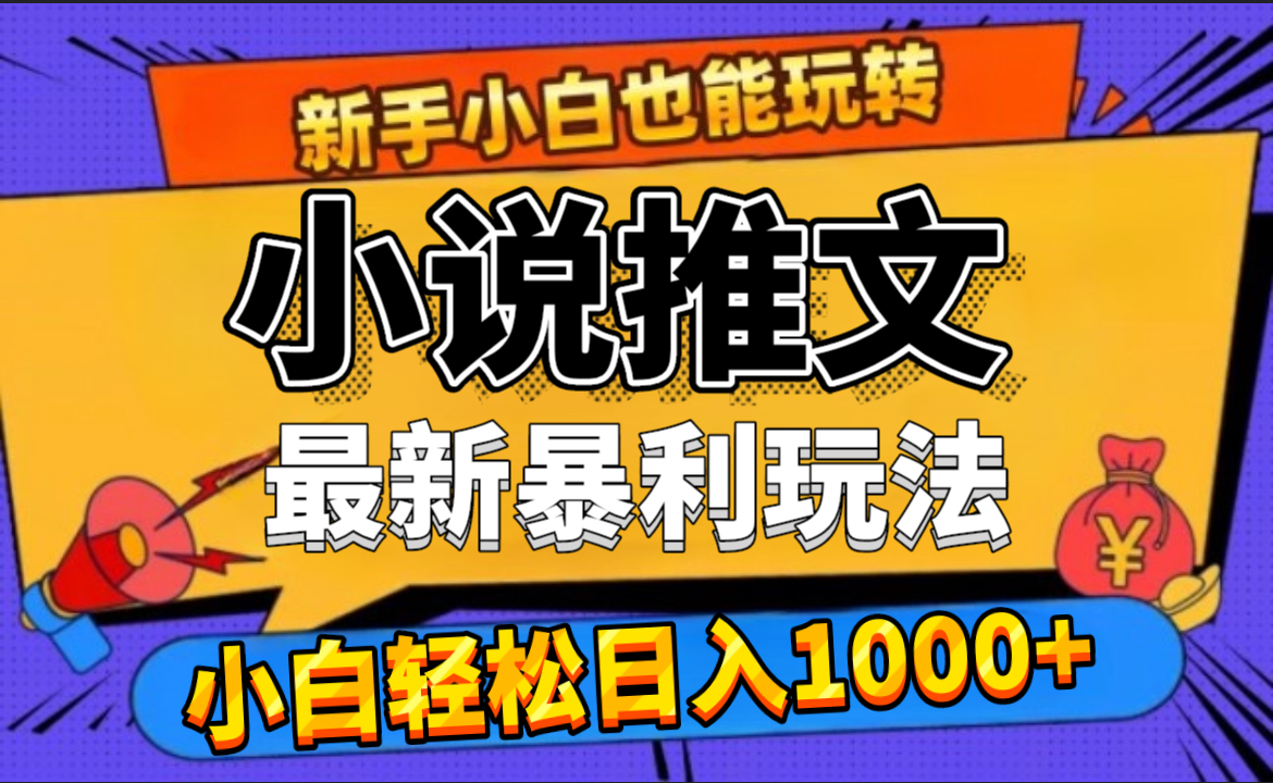 24年最新小说推文暴利玩法，0门槛0风险，轻松日赚1000+-91项目网
