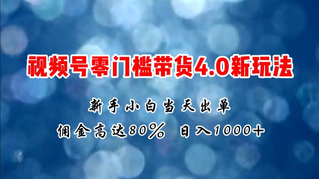 微信视频号零门槛带货4.0新玩法，新手小白当天见收益，日入1000+-91项目网