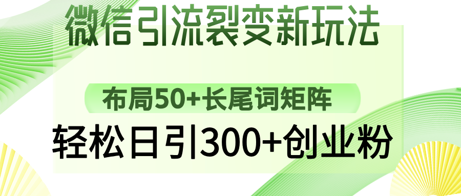 微信引流裂变新玩法：布局50+长尾词矩阵，轻松日引300+创业粉-91项目网