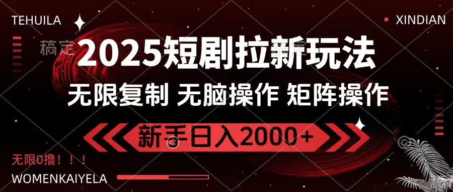 2025短剧拉新玩法，无需注册登录，无限0撸，无脑批量操作日入2000+-91项目网