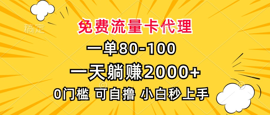 一单80，免费流量卡代理，0门槛，小白也能轻松上手，一天躺赚2000+-91项目网