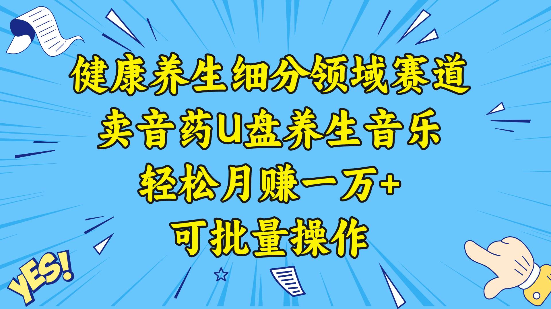 健康养生细分领域赛道，卖音药U盘养生音乐，轻松月赚一万+，可批量操作-91项目网