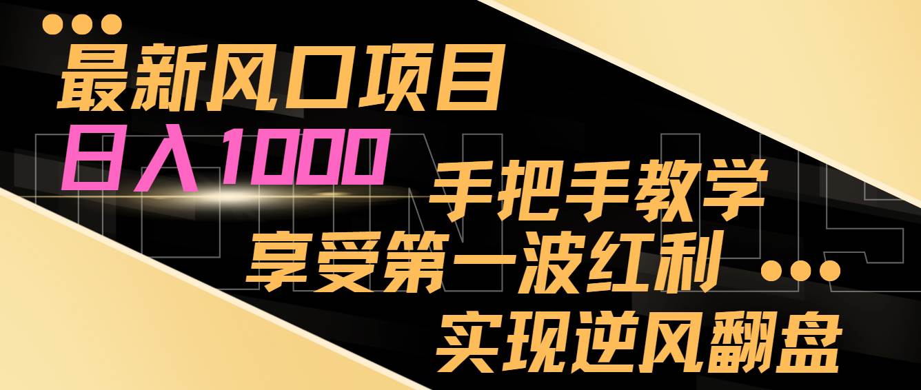最新风口项目，日入过千，抓住当下风口，享受第一波红利，实现逆风翻盘-91项目网