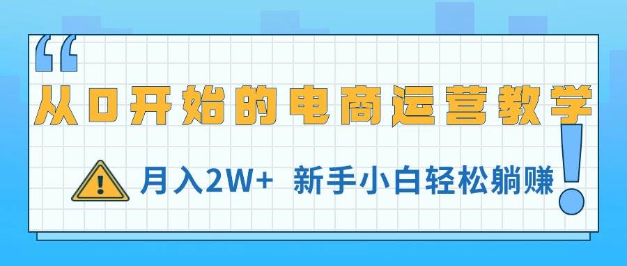 从0开始的电商运营教学，月入2W+，新手小白轻松躺赚-91项目网