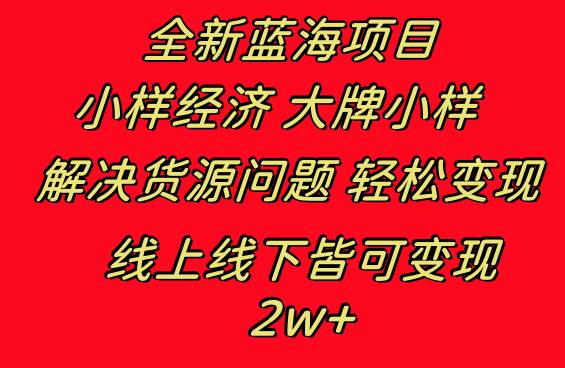 全新蓝海项目 小样经济大牌小样 线上和线下都可变现 月入2W+-91项目网