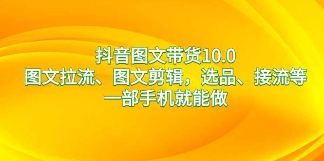 抖音图文带货10.0，图文拉流、图文剪辑，选品、接流等，一部手机就能做-91项目网