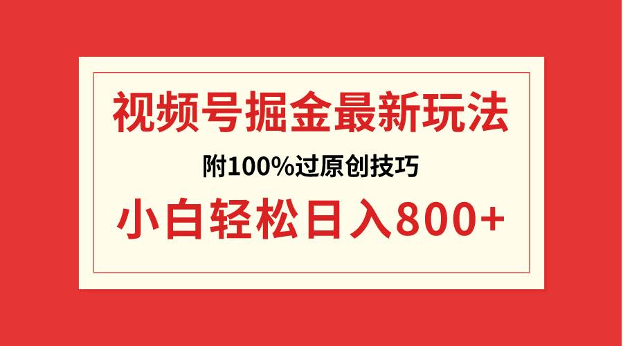 视频号掘金，小白轻松日入800+（附100%过原创技巧）-91项目网