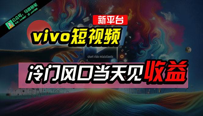 全新平台vivo短视频，新风口AI混剪无脑搬运，冷门风口当天见收益，7天…-91项目网