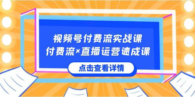 视频号付费流实战课，付费流×直播运营速成课，让你快速掌握视频号核心运..-91项目网