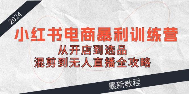 2024小红书电商暴利训练营：从开店到选品，混剪到无人直播全攻略-91项目网