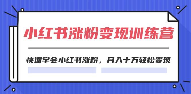 2024小红书涨粉变现训练营，快速学会小红书涨粉，月入十万轻松变现(40节)-91项目网