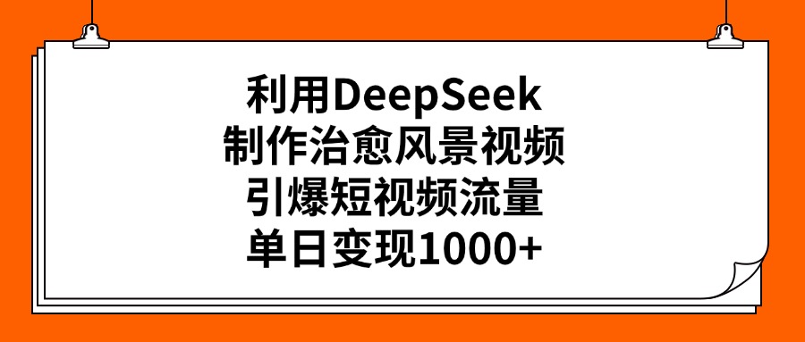 利用DeepSeek制作治愈风景视频，引爆短视频流量，单日变现1000+-项目网