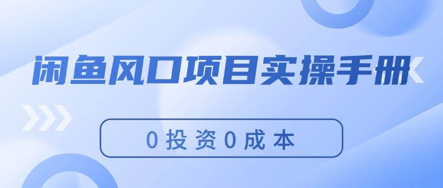 闲鱼风口项目实操手册，0投资0成本，让你做到，月入过万，新手可做-项目网