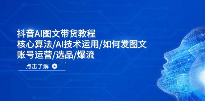 抖音AI图文带货教程：核心算法/AI技术运用/如何发图文/账号运营/选品/爆流-项目网