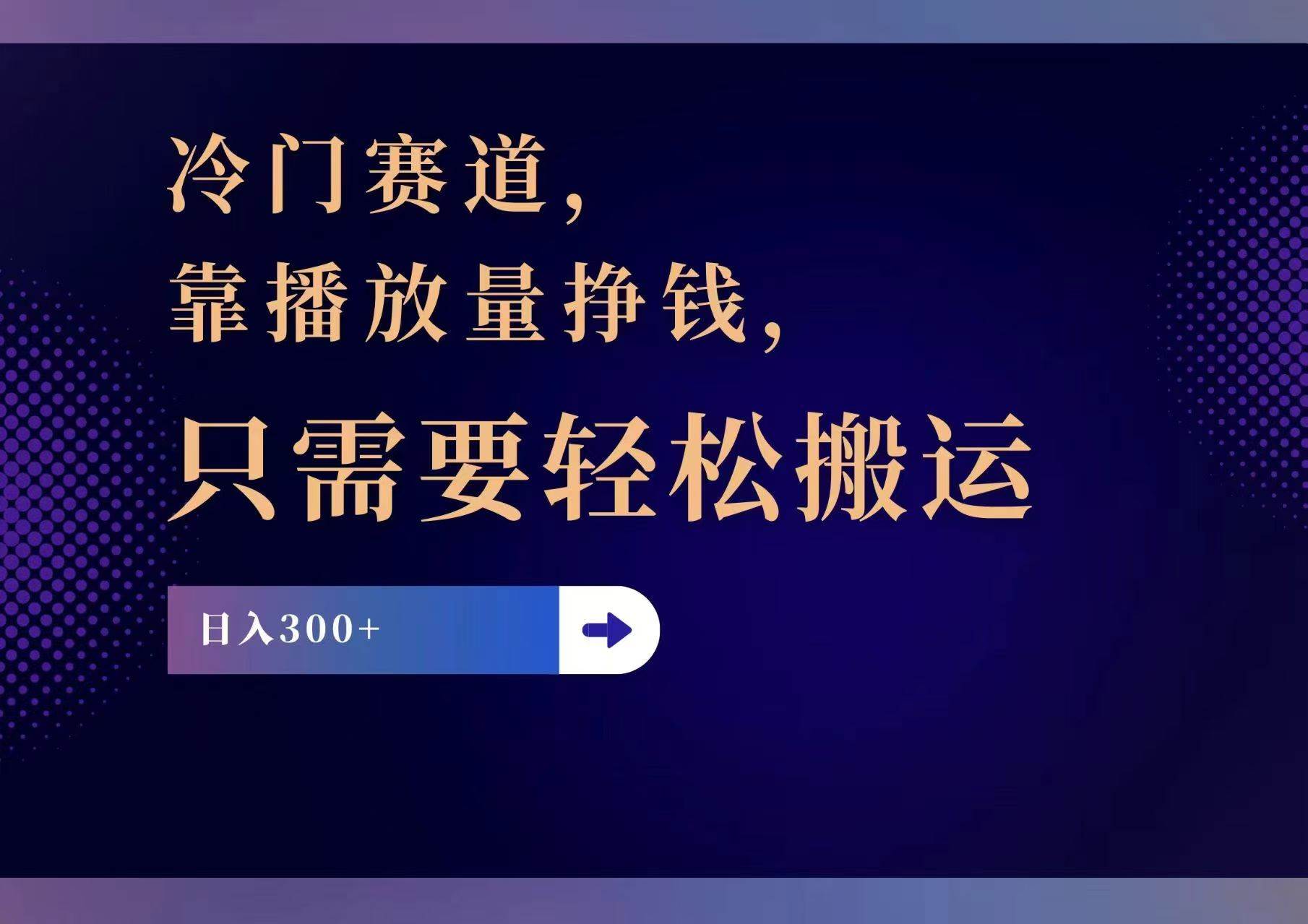 冷门赛道，靠播放量挣钱，只需要轻松搬运，日赚300+-项目网