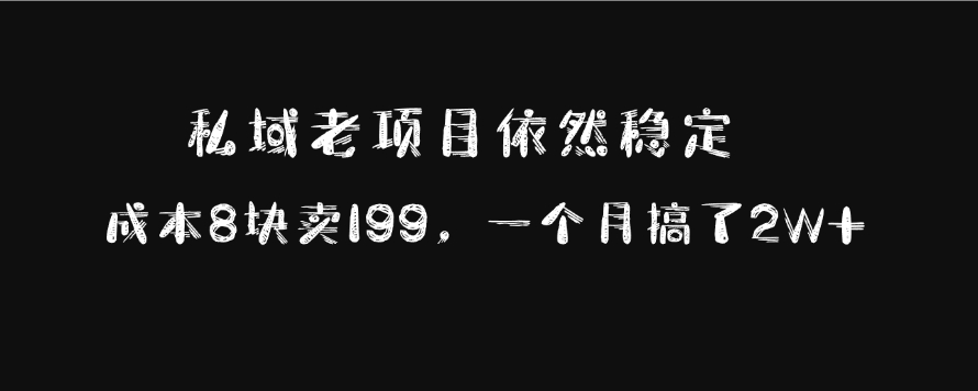 私域老项目依然稳定，成本8块卖199，一个月搞了2W+-项目网