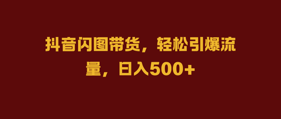 抖音闪图带货，轻松引爆流量，日入500+-项目网