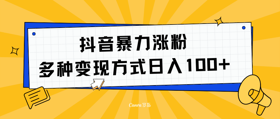 抖音暴力涨粉：多方式变现 日入100+-项目网