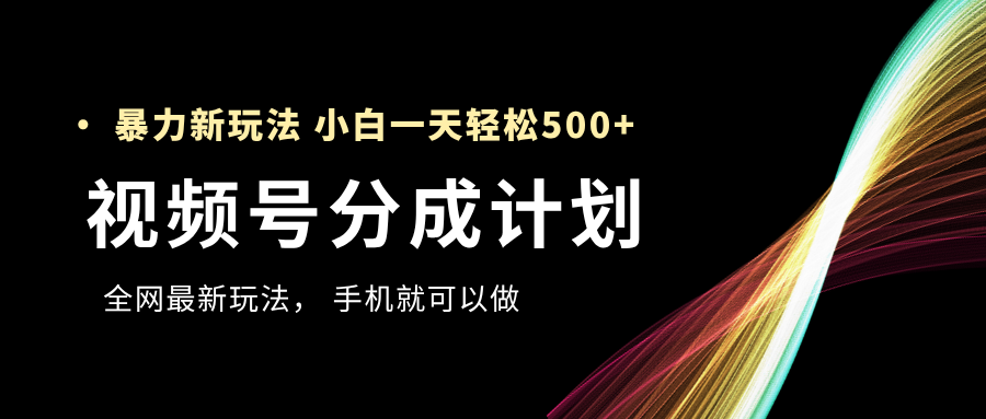 视频号分成计划，全网最暴力玩法，新手一天也能轻松500+-91项目网