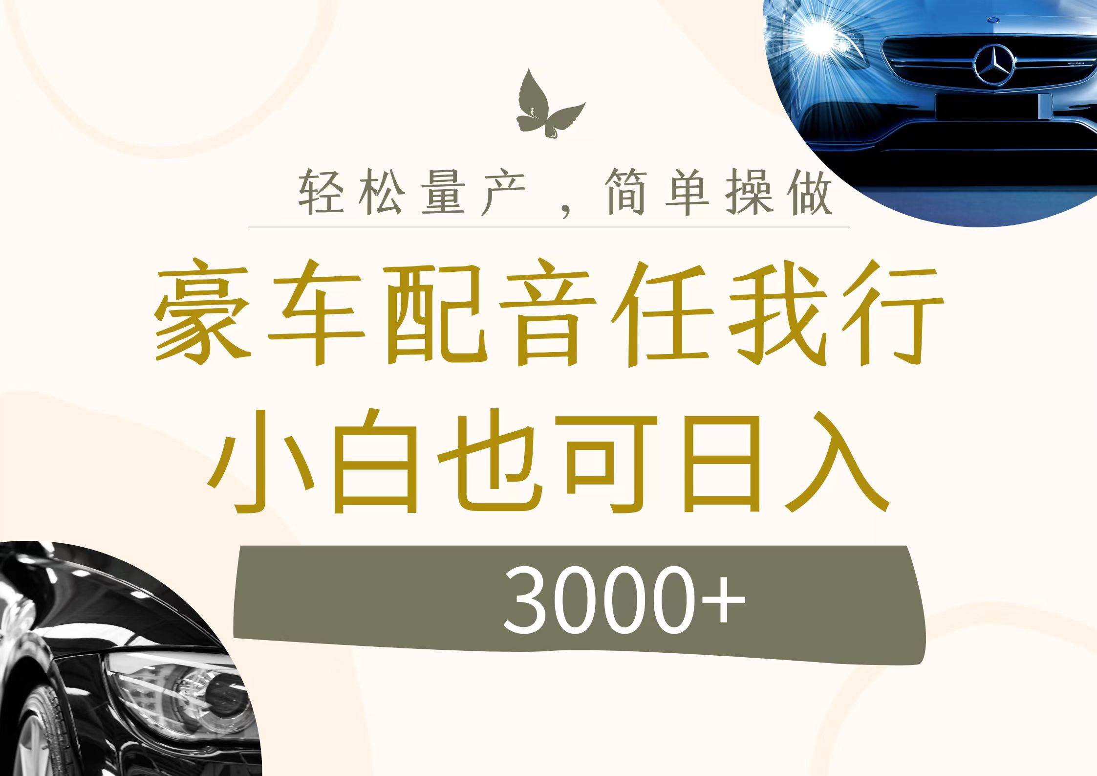 不为人知的暴力小项目，豪车配音，日入3000+-项目网