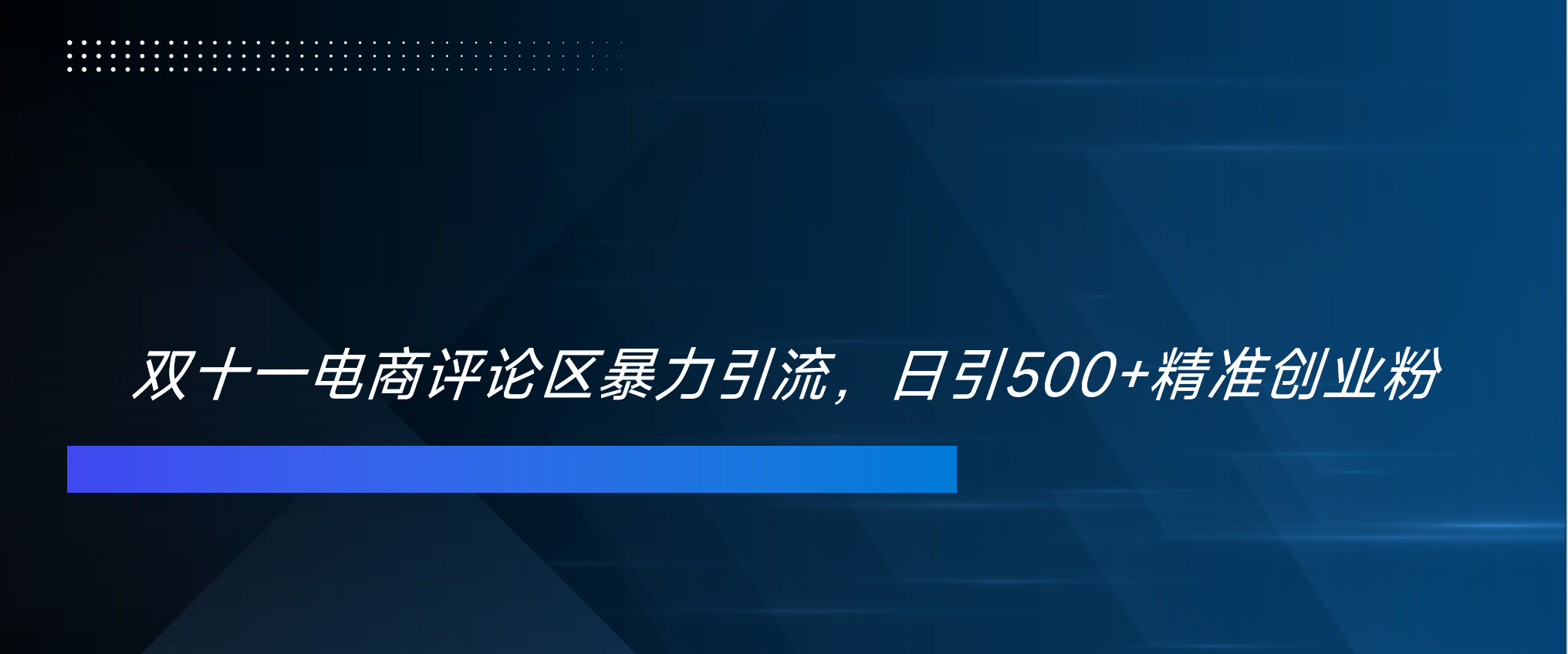 双十一电商评论区暴力引流，日引500+精准创业粉！！！-项目网