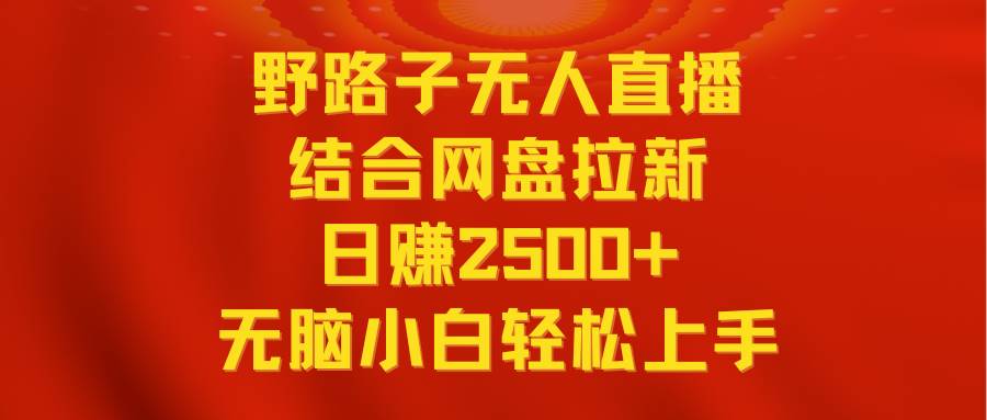 无人直播野路子结合网盘拉新，日赚2500+多平台变现，小白无脑轻松上手操作-项目网