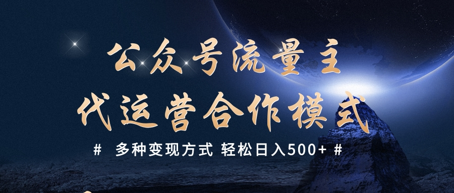 公众号流量主代运营  多种变现方式 轻松日入500+-项目网