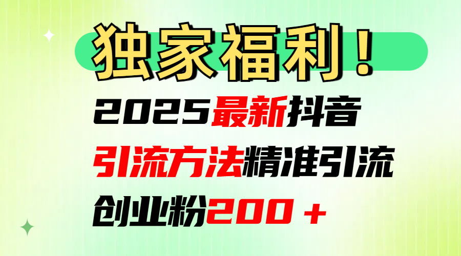 2025最新抖音引流方法每日精准引流创业粉200＋-项目网