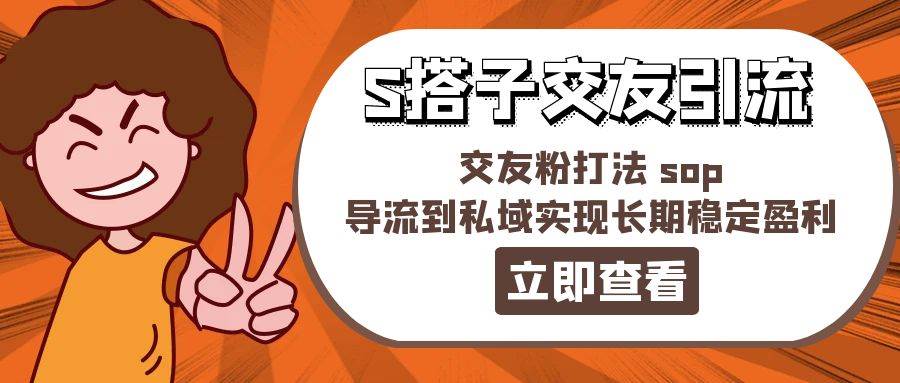 某收费888-S搭子交友引流，交友粉打法 sop，导流到私域实现长期稳定盈利-项目网