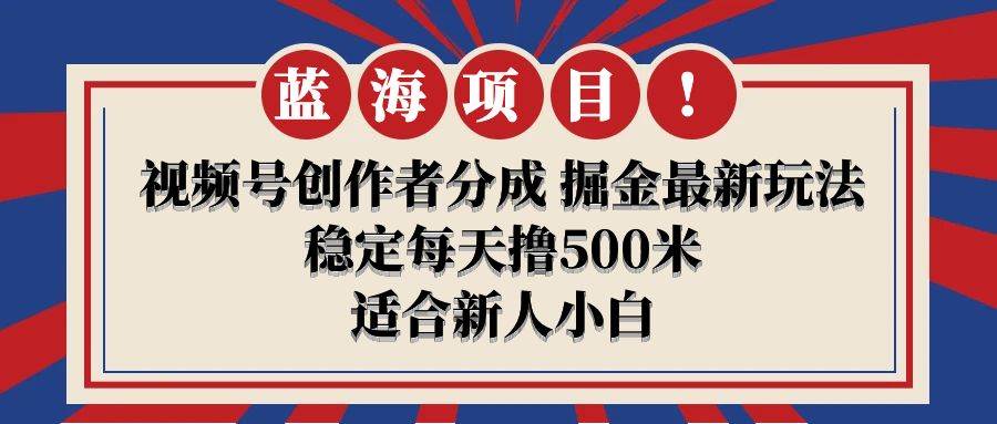 【蓝海项目】视频号创作者分成 掘金最新玩法 稳定每天撸500米 适合新人小白-项目网