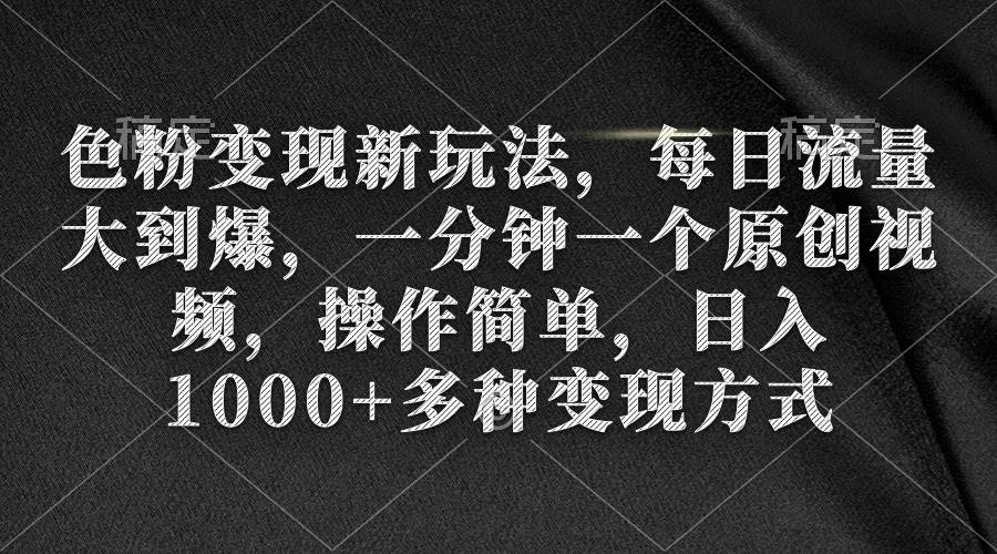 色粉变现新玩法，每日流量大到爆，一分钟一个原创视频，操作简单，日入1000+-项目网