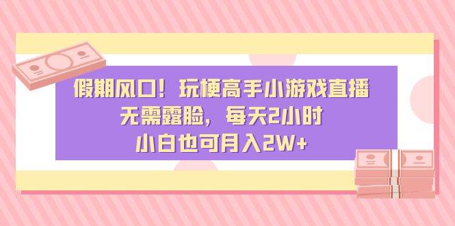假期风口！玩梗高手小游戏直播，无需露脸，每天2小时，小白也可月入2W+-项目网