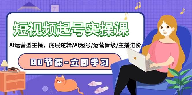 短视频起号实操课，AI运营型主播，底层逻辑/AI起号/运营晋级/主播进阶/80节-项目网