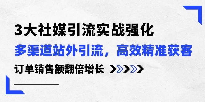 3大社媒引流实操强化，多渠道站外引流/高效精准获客/订单销售额翻倍增长-项目网
