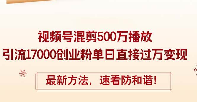 精华帖视频号混剪500万播放引流17000创业粉，单日直接过万变现，最新方…-项目网