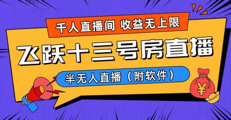 爆火飞跃十三号房半无人直播，一场直播上千人，日入过万！（附软件）-项目网