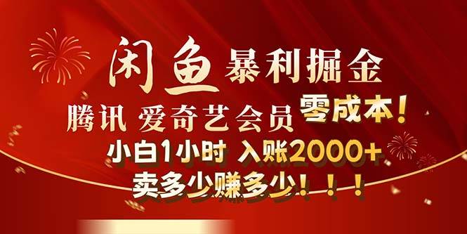 闲鱼全新暴力掘金玩法，官方正品影视会员无成本渠道！小白1小时收…-项目网