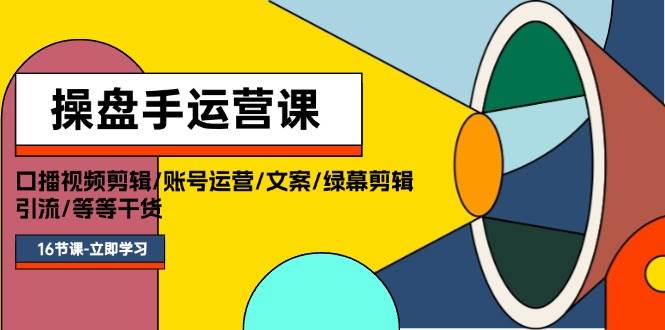 操盘手运营课程：口播视频剪辑/账号运营/文案/绿幕剪辑/引流/干货/16节-项目网