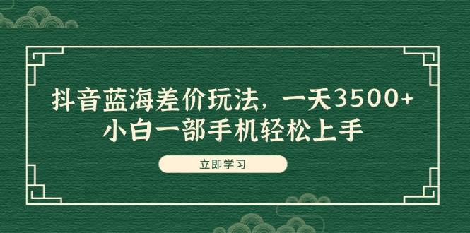 抖音蓝海差价玩法，一天3500+，小白一部手机轻松上手-项目网