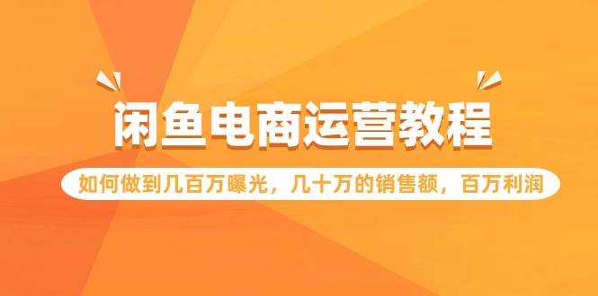 闲鱼电商运营教程：如何做到几百万曝光，几十万的销售额，百万利润-项目网