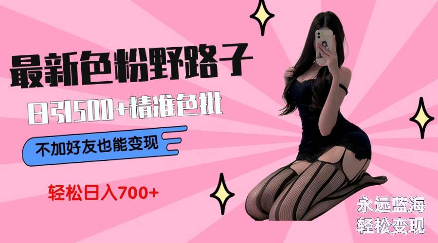 最新色粉变现野路子，日引500+老色批 可不加好友直接变现 小白轻松日入700+-项目网