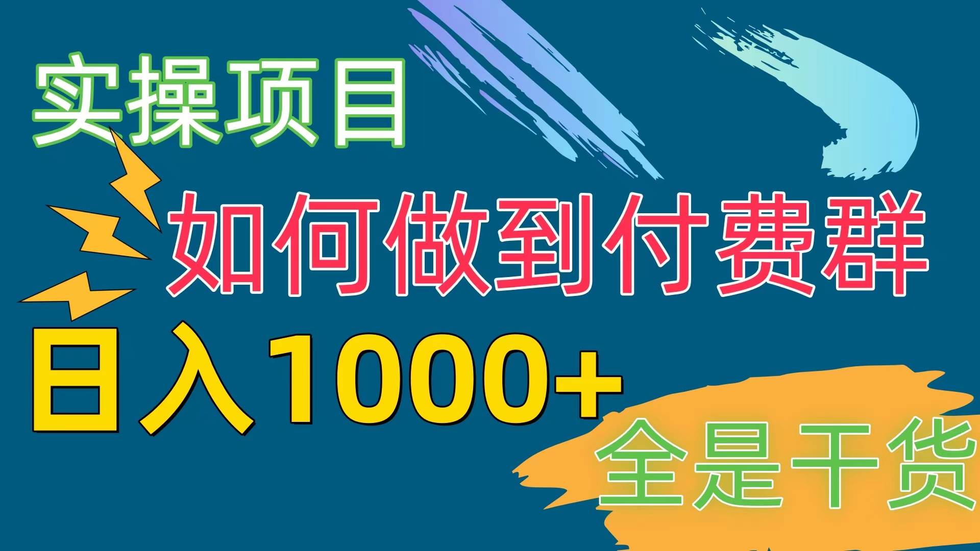 [实操项目]付费群赛道，日入1000+-项目网