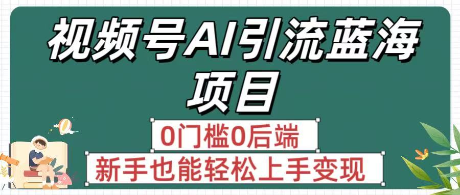 疯传！视频号AI引流蓝海项目，0门槛0后端，新手也能轻松上手变现-项目网